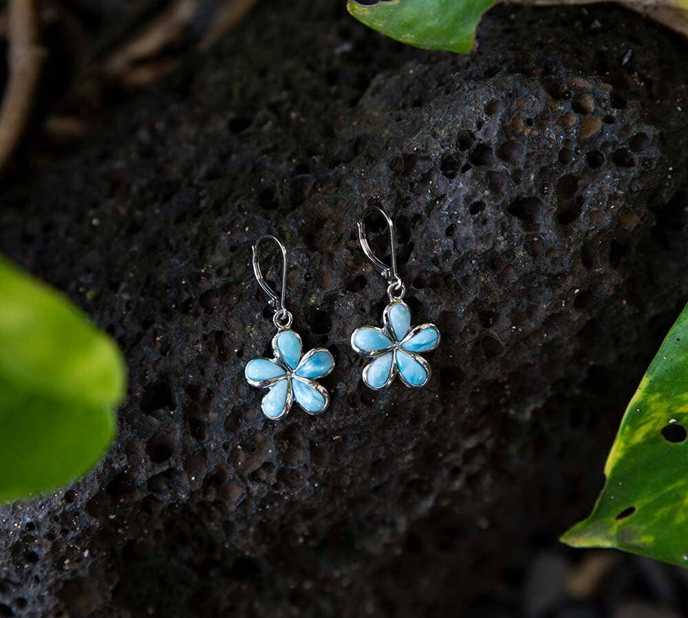 Larimar Plumeria Earrings Earrings Island by Koa Nani 