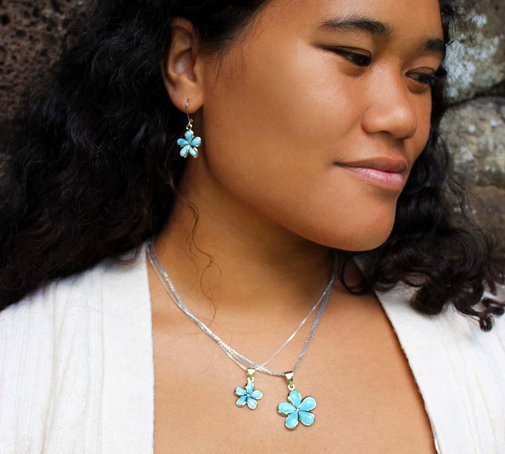 Larimar Plumeria Earrings Earrings Island by Koa Nani 