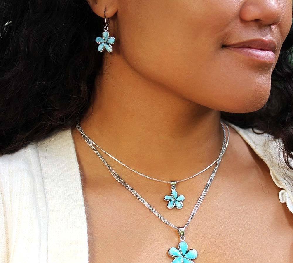 Larimar Plumeria Earrings Earrings Island by Koa Nani 