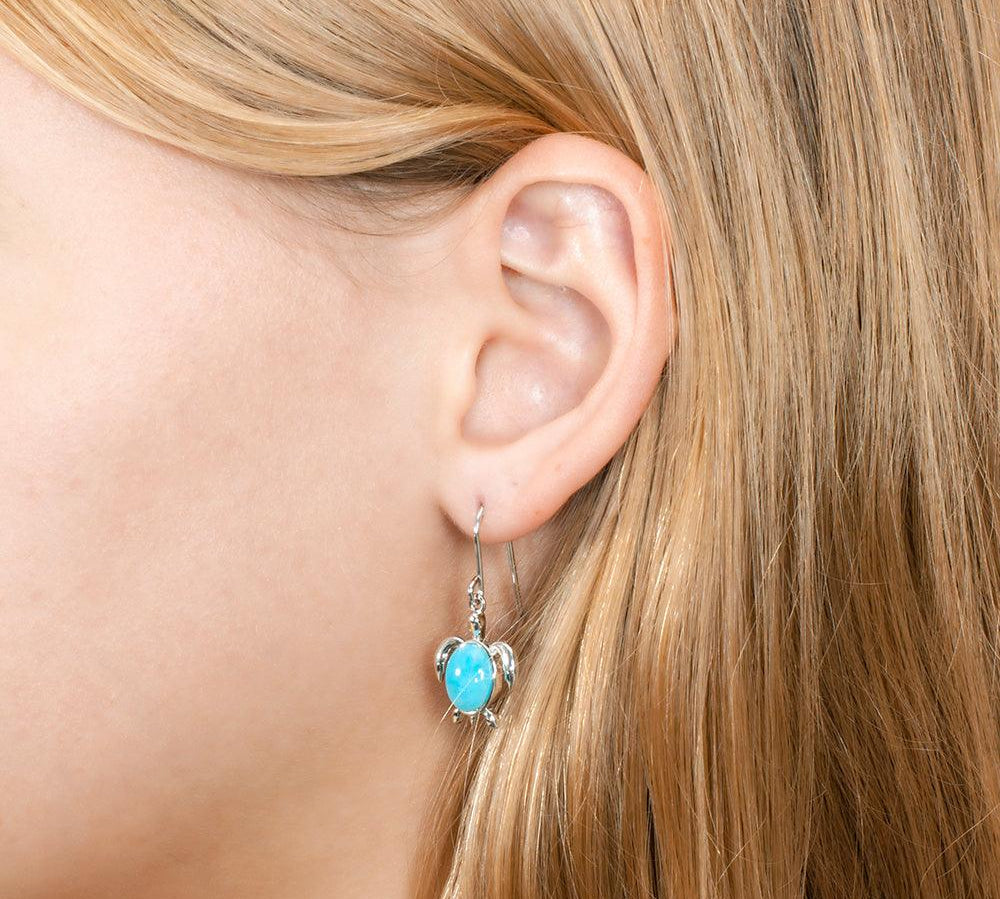 Larimar Poipu Honu Earrings Earrings Island by Koa Nani 