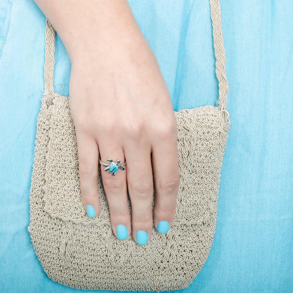 Larimar Polynesian Honu Ring Ring Island by Koa Nani 