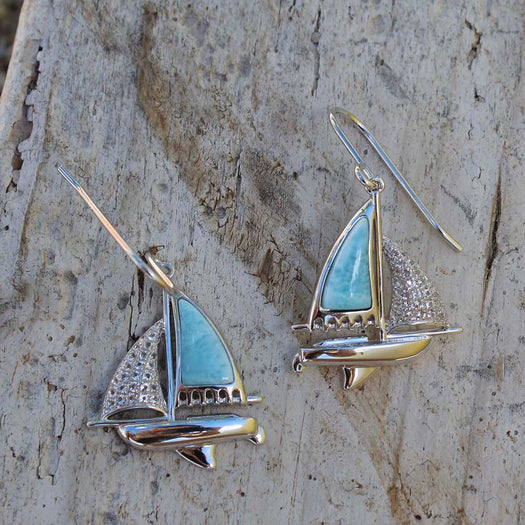 Larimar Sailboat Earrings Earrings Island by Koa Nani 