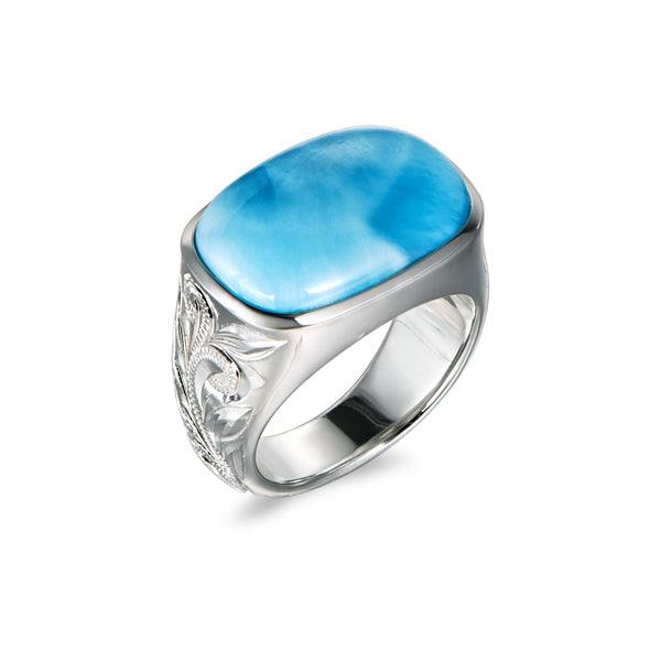 Larimar Sea Salt Ring with Engravings Ring Island by Koa Nani 5