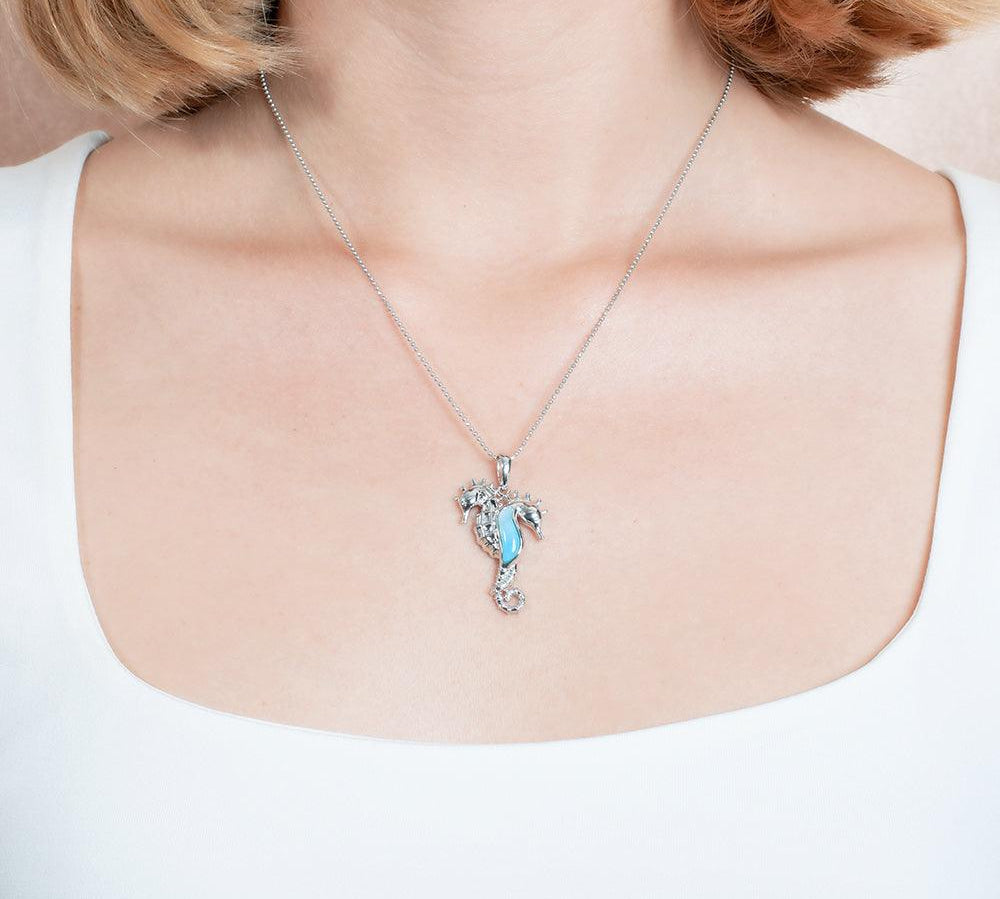 Larimar Seahorse Lovers Pendant Pendant Island by Koa Nani 