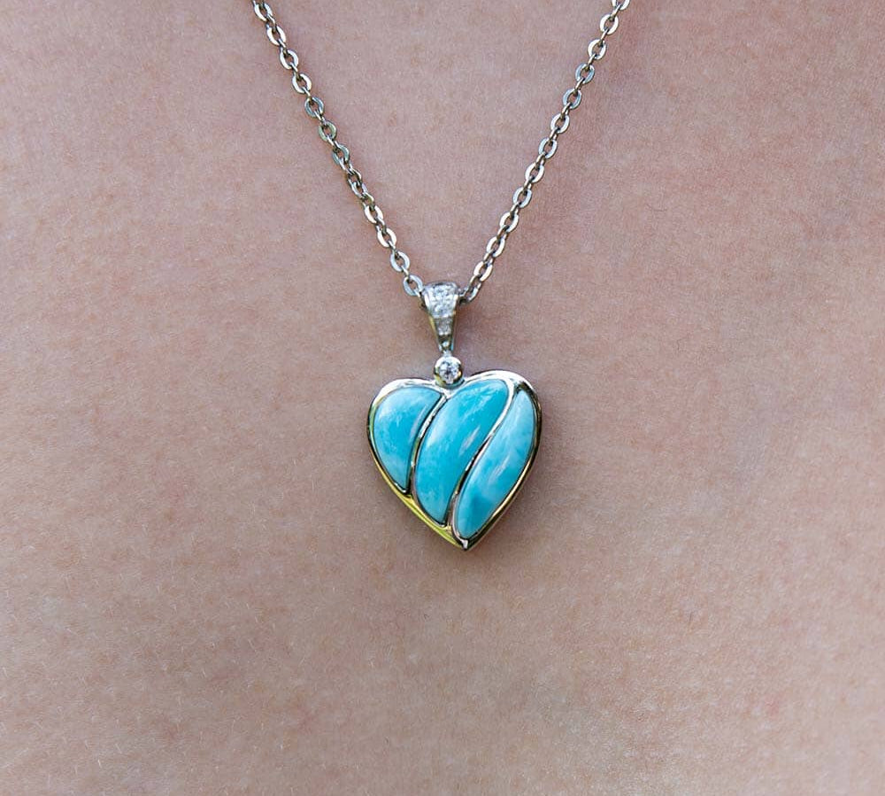 Larimar Striped Heart Pendant Pendant Island by Koa Nani 