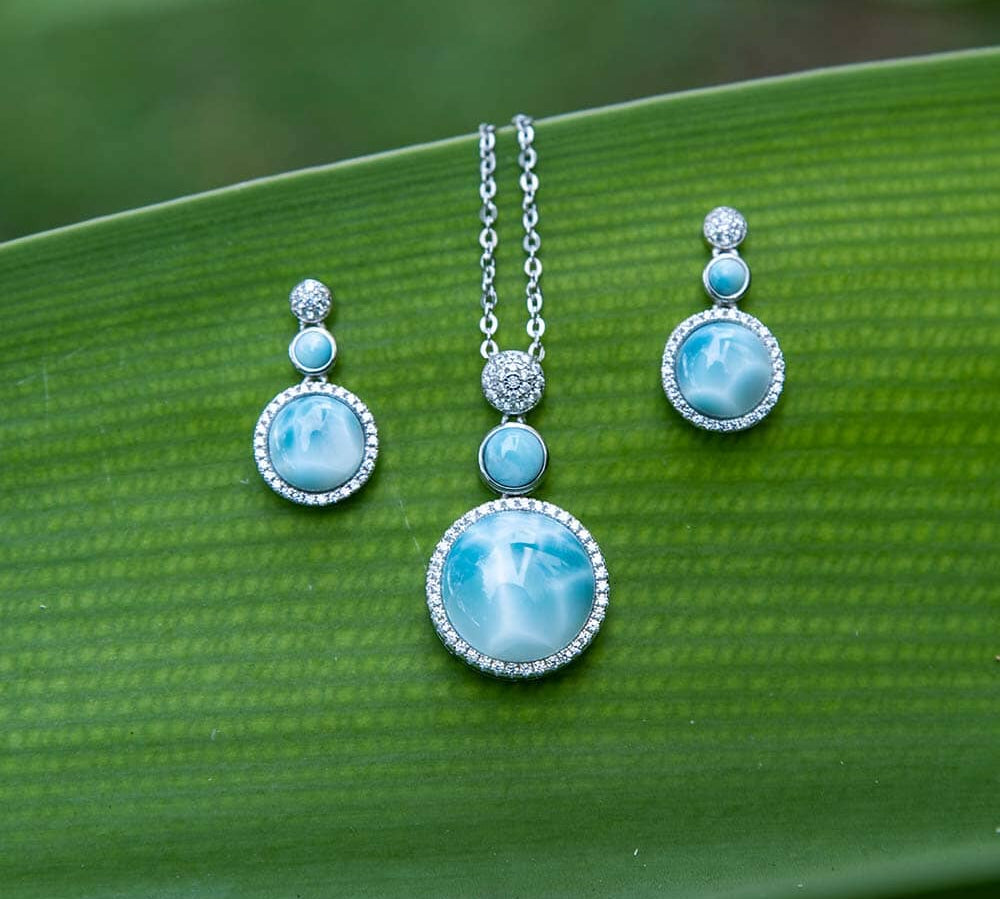 Larimar Sun, Earth and Moon Earrings Earrings Island by Koa Nani 