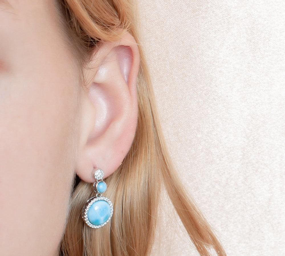 Larimar Sun, Earth and Moon Earrings Earrings Island by Koa Nani 