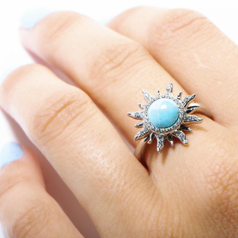 Sterling Silver Larimar Sun Ring – Island by Koa Nani