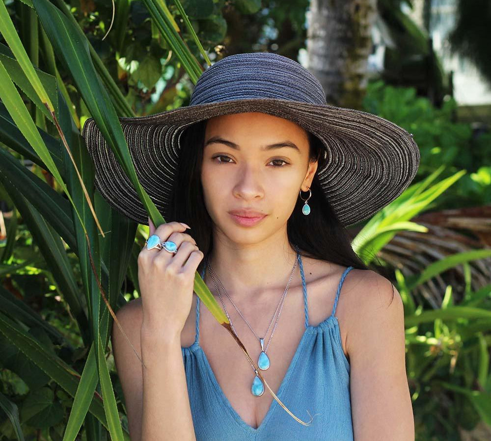 Larimar Teardrop Split Band Ring Ring Island by Koa Nani 