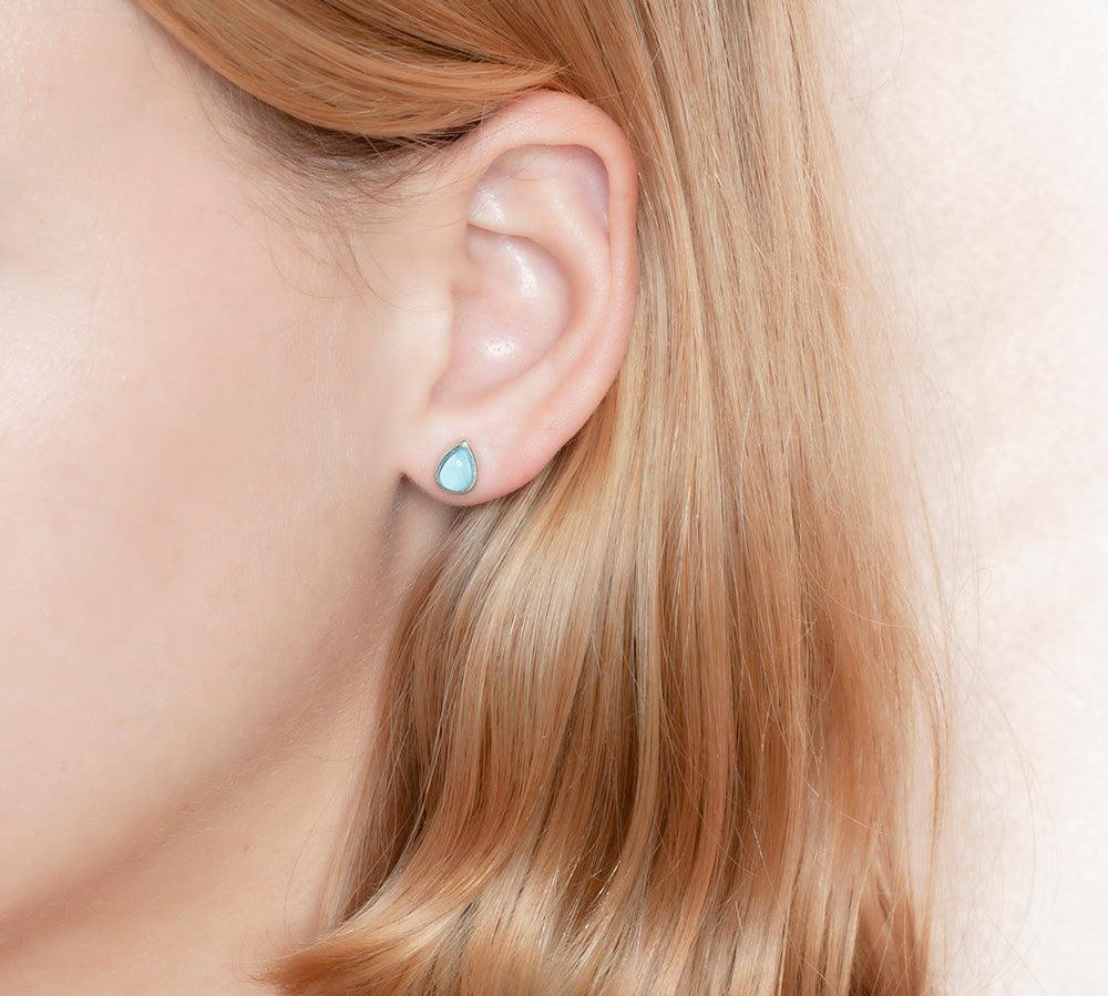 Larimar Teardrop Stud Earrings Earrings Island by Koa Nani 