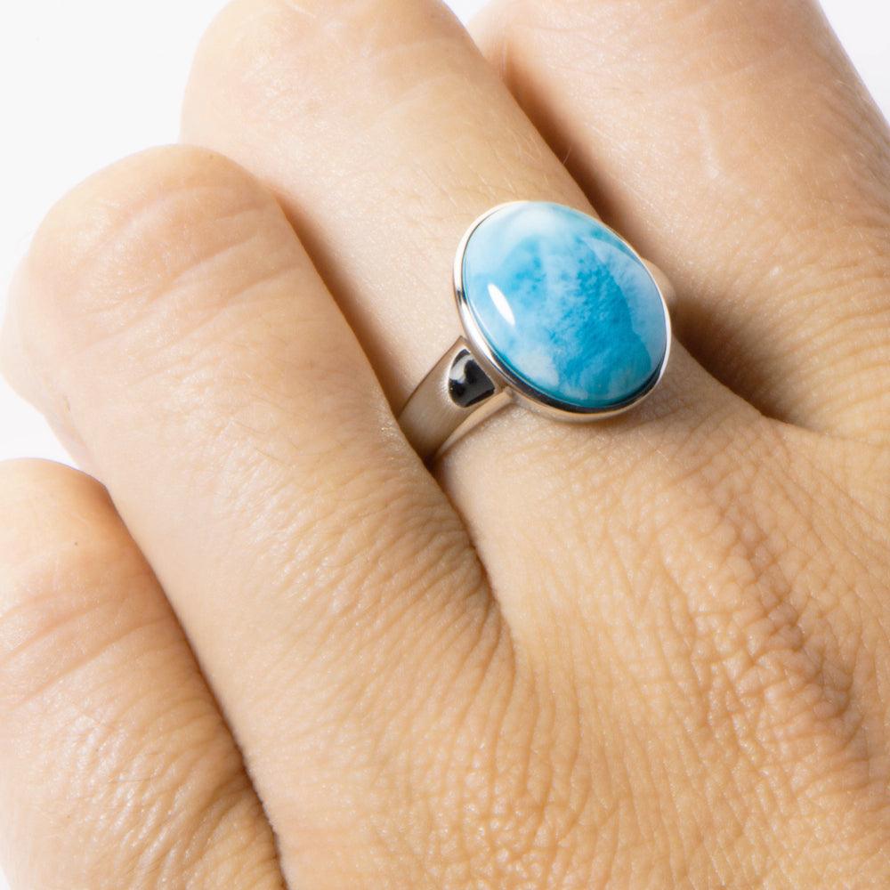 Larimar Thick Band Moon Ring Ring Island by Koa Nani 