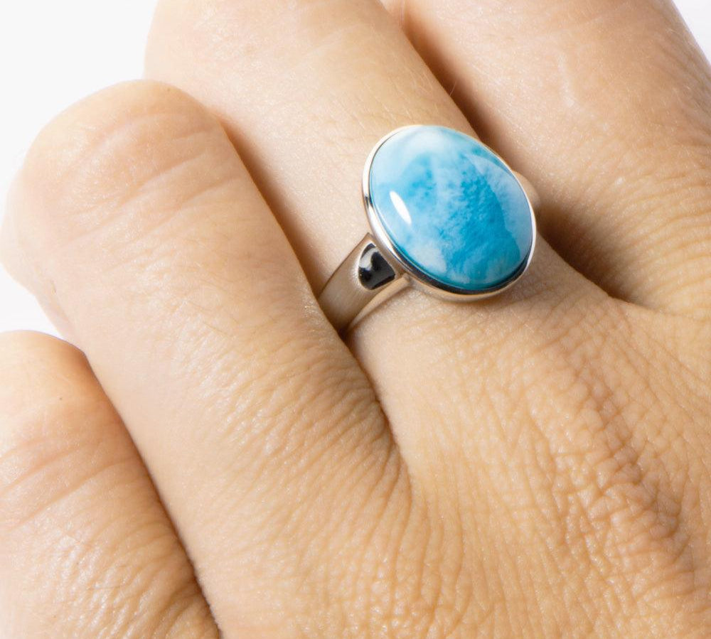 Larimar Thick Band Moon Ring Ring Island by Koa Nani 