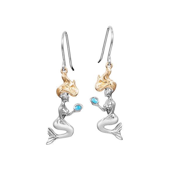 Larimar Two-Tone Wishing Mermaid Earrings Earrings Island by Koa Nani 