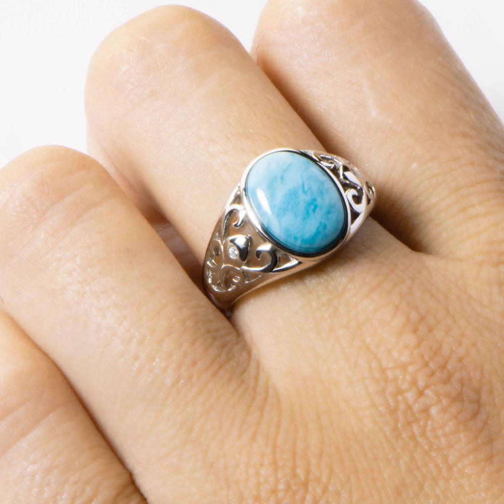 Larimar Victorian Moon Ring Ring Island by Koa Nani 