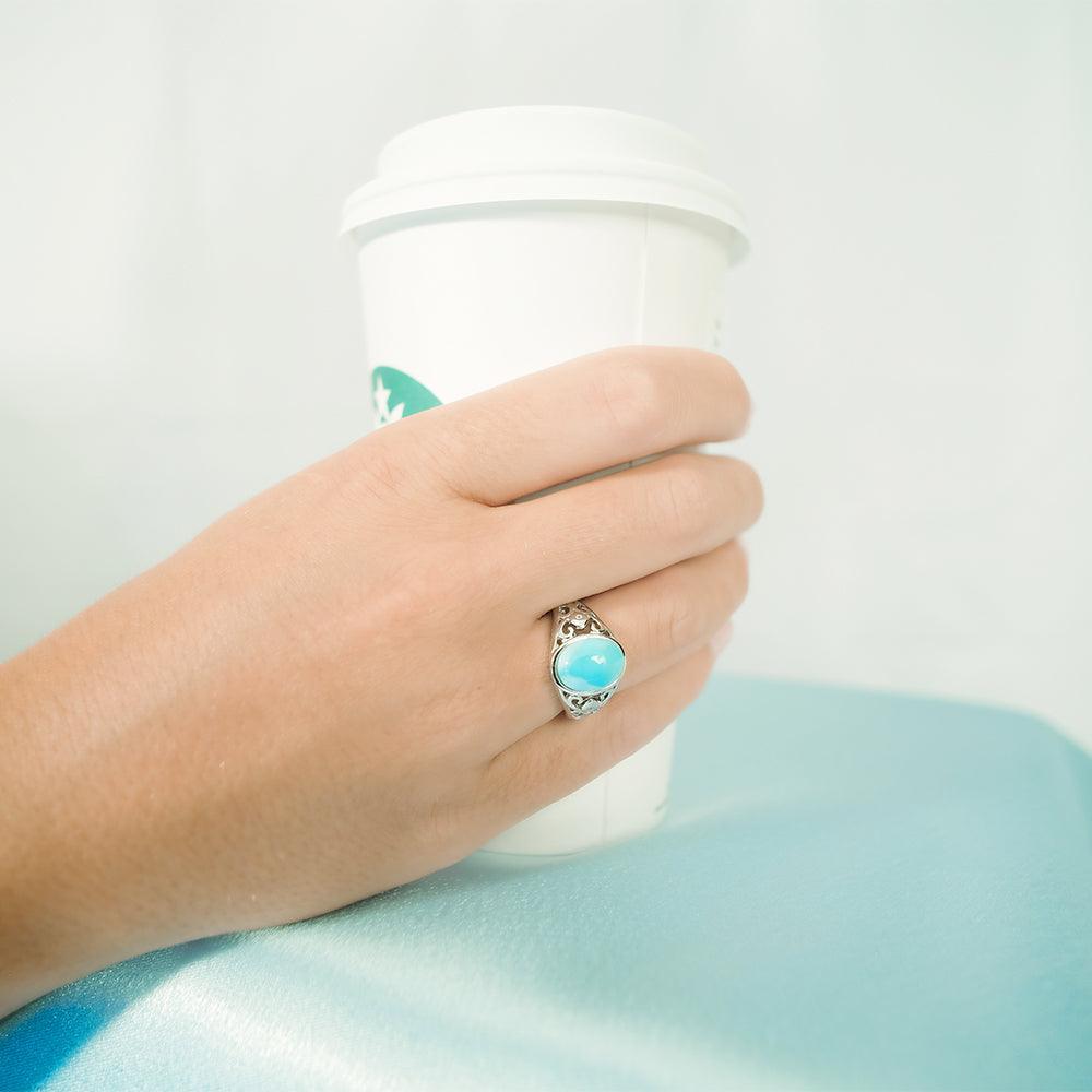 Larimar Victorian Moon Ring Ring Island by Koa Nani 