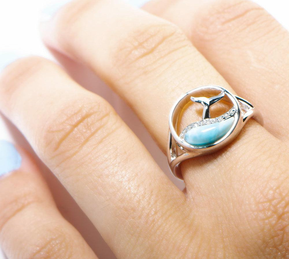 Larimar Whale Wave Ring Ring Island by Koa Nani 