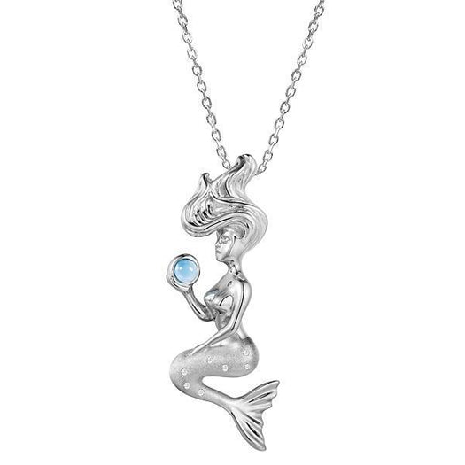 The picture shows a large 925 sterling silver larimar wishing mermaid pendant.