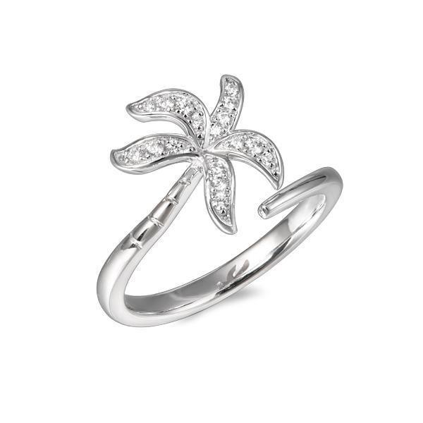 This picture is of a 925 sterling silver ring with a palm tree and topaz.