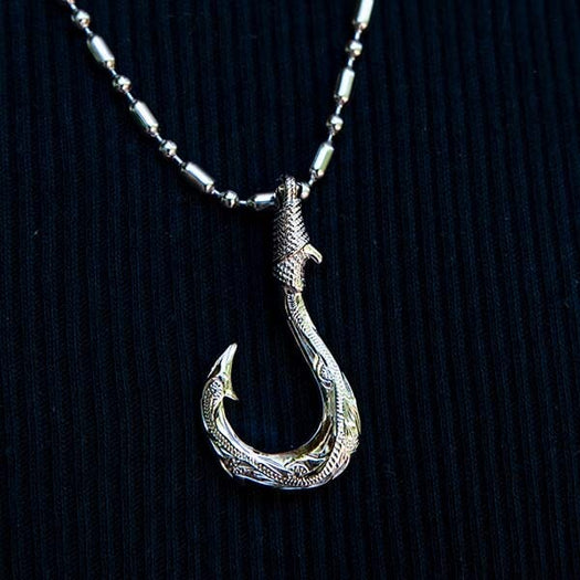 Sideways Fish Hook Necklace Fishers of Men Necklace Silver Fish Hook  Pendant Necklace Nautical Jewelry