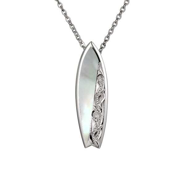 Mother of Pearl Engraved Surfboard Pendant Pendant Island by Koa Nani 