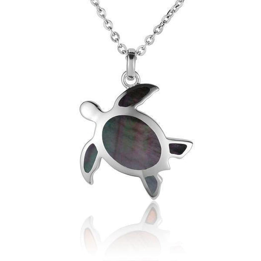 Sterling silver sea turtle pendant with black mother of pearl.