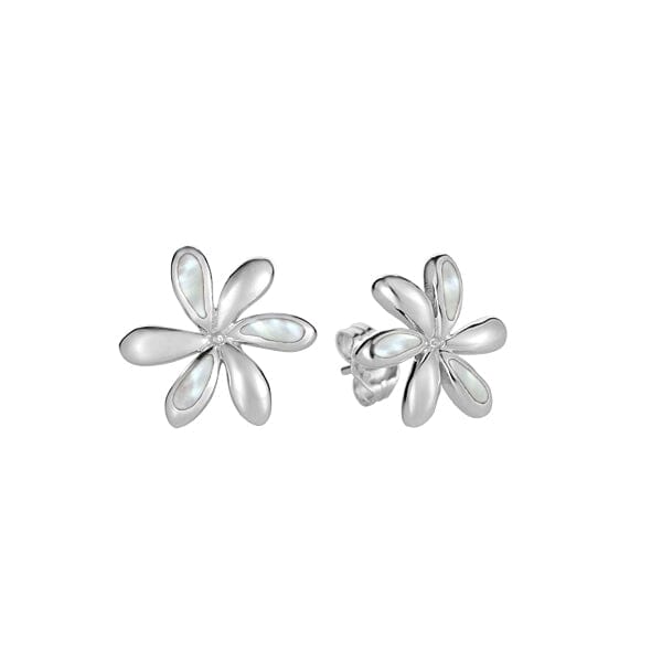 Mother of Pearl Tiare Flower Earrings Earrings Island by Koa Nani White 