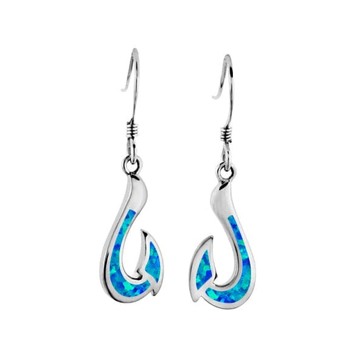 Sterling Silver Sustainable Blue Opal Fish Hook Earrings – Island