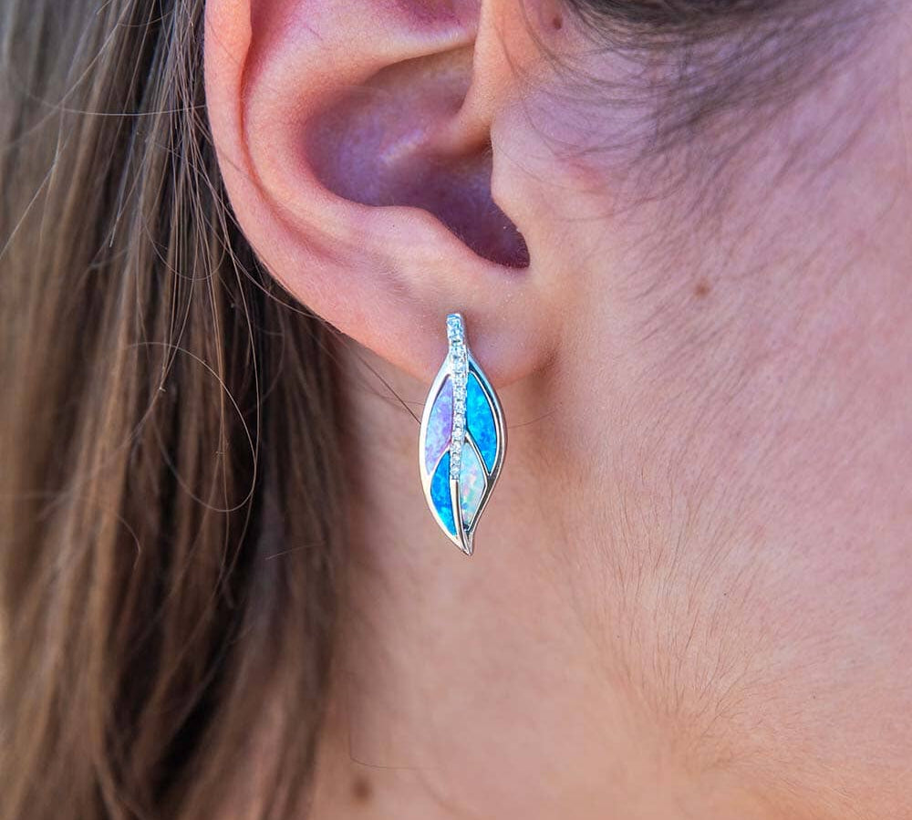 Opal Maile Leaf Earrings Earrings Island by Koa Nani 