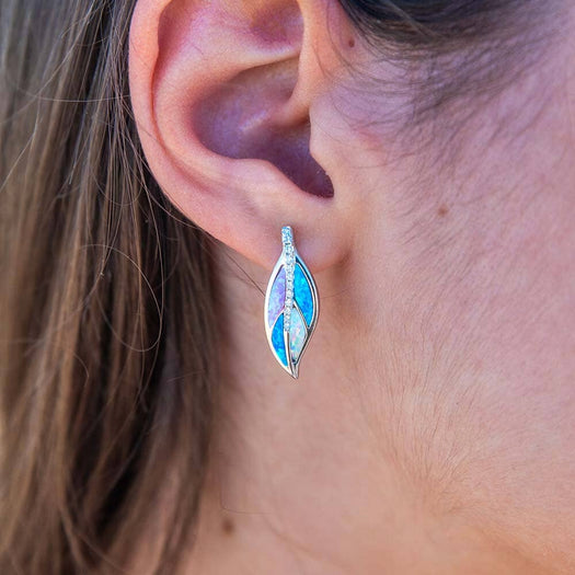 Opal Maile Leaf Earrings Earrings Island by Koa Nani 