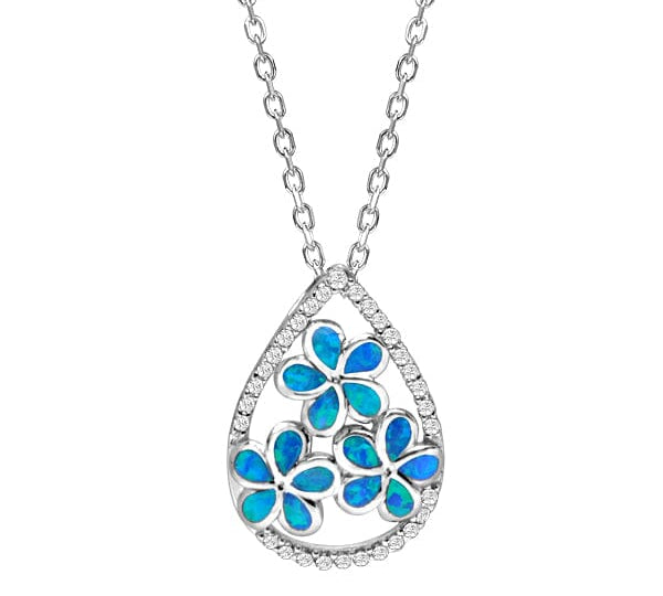 Opal Pavé Plumeria Teardrop Pendant Pendant Island by Koa Nani 