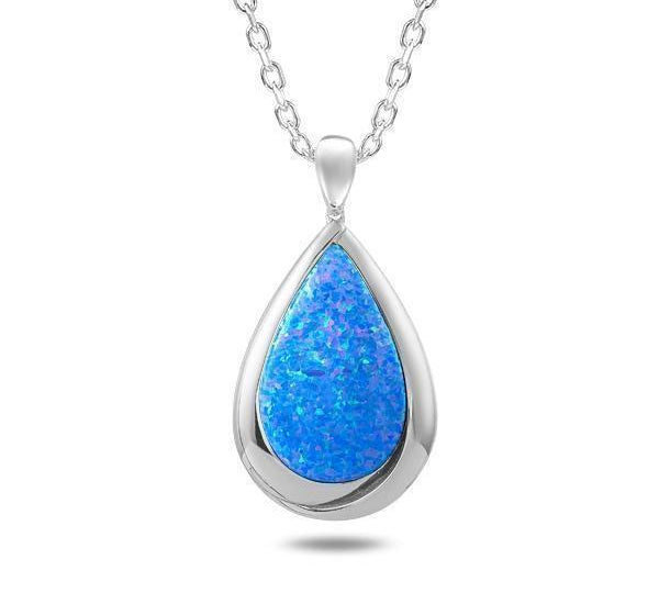 The picture shows a 925 sterling silver opalite teardrop pendant.