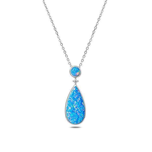 The picture shows a 925 sterling silver opalite teardrop pendant with cubic zirconia.
