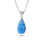 The picture shows a 925 sterling silver opalite teardrop pendant with cubic zirconia.