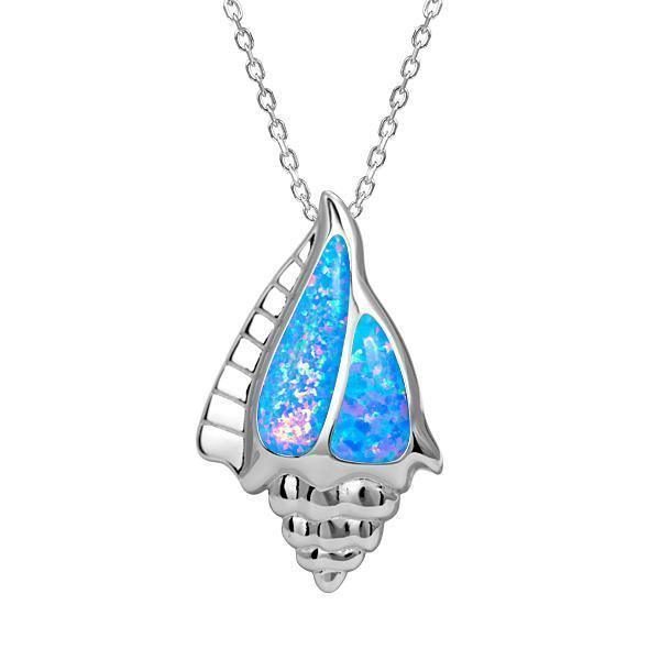 The picture shows a 925 sterling silver opalite conch shell pendant.