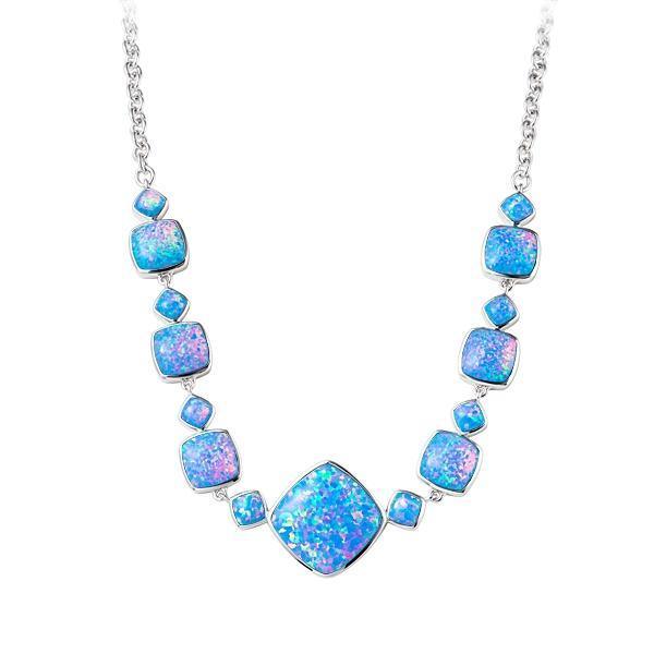 The picture shows a 925 sterling silver opalite cushion cut necklace.
