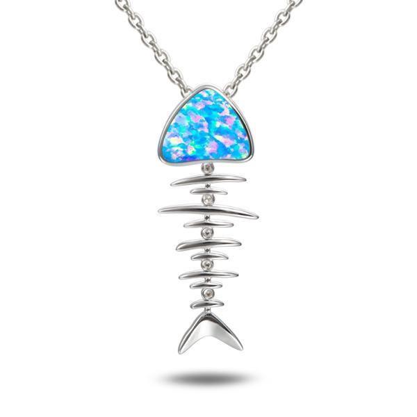 The picture shows a 925 sterling silver opalite fish bone pendant.