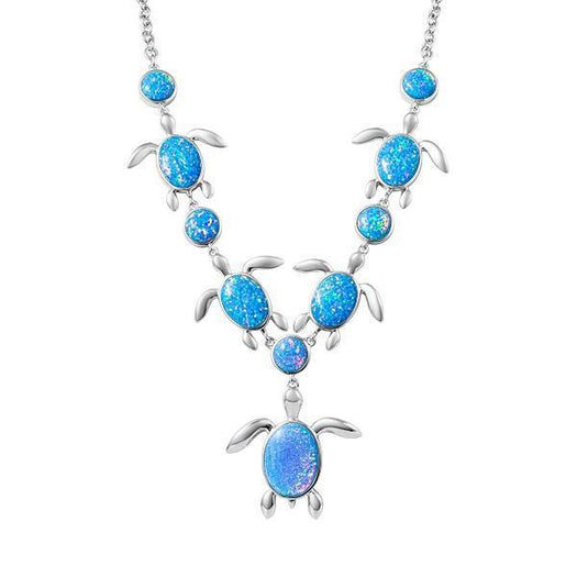 The picture shows a 925 sterling silver opalite sea turtle charm necklace.