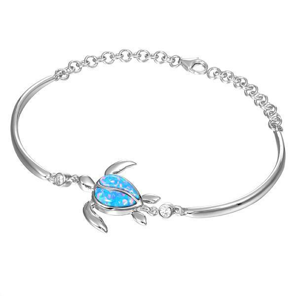 The picture shows a 925 sterling silver opalite sea turtle bracelet.