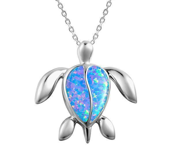 The picture shows a 925 sterling silver opalite sea turtle pendant.