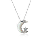 Opalite Moon & Star Pendant Pendant Island by Koa Nani White 