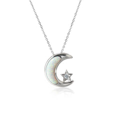 Opalite Moon & Star Pendant Pendant Island by Koa Nani White 