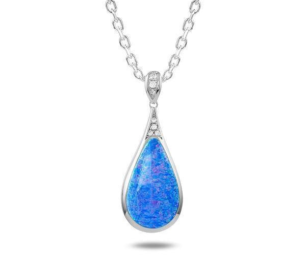 The picture shows a 925 sterling silver opalite teardrop pendant with topaz.