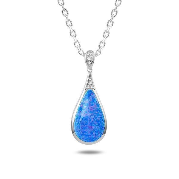 The picture shows a 925 sterling silver opalite teardrop pendant with topaz.