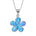 In this photo there is a large sterling silver plumeria pendant with blue opalite gemstones.