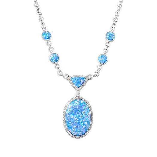 The picture shows a 925 sterling silver opalite oval necklace.
