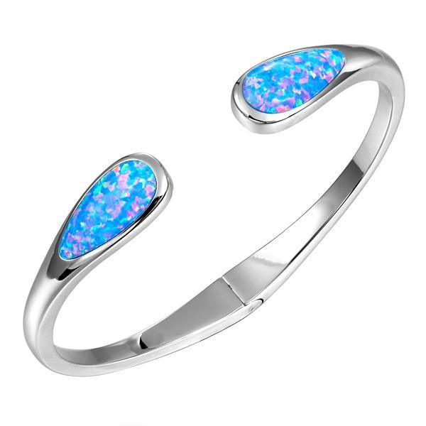 The picture shows a 925 sterling silver opalite teardrop bangle.