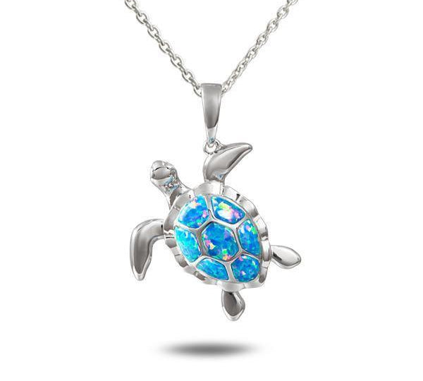 The picture shows a 925 sterling silver opalite sea turtle pendant.