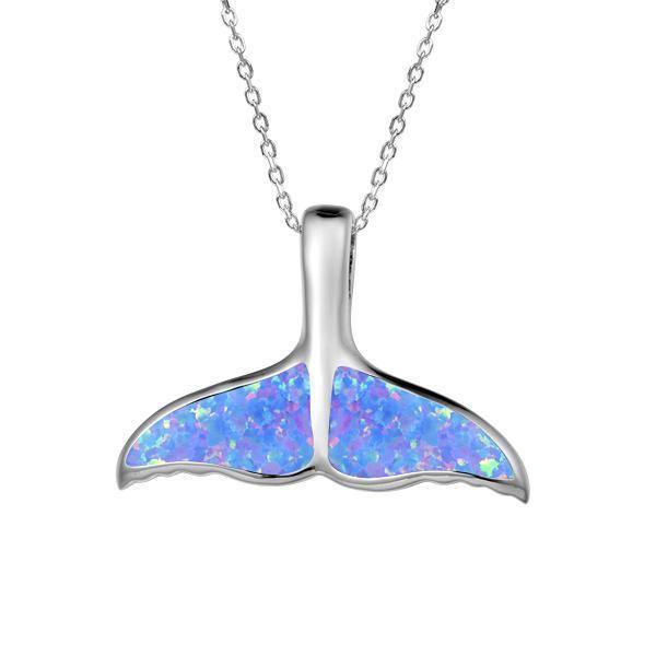 The picture shows a 925 sterling silver opalite whale tail pendant.