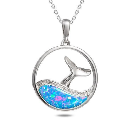 The picture shows a 925 sterling silver opalite whale tail wave pendant with topaz.