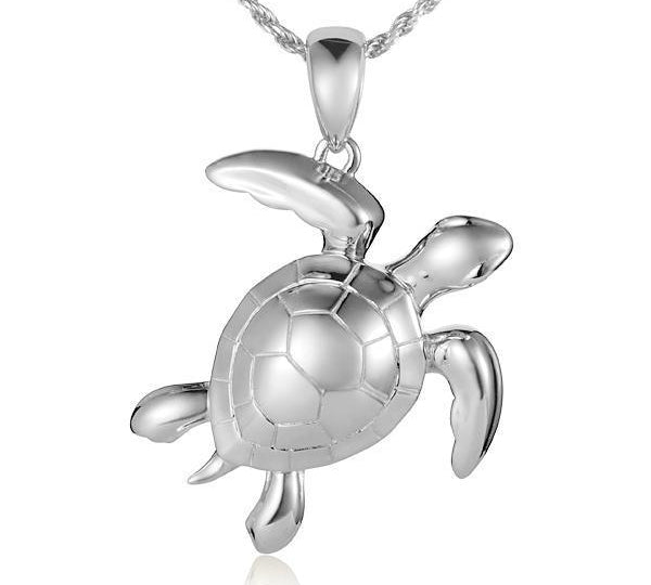 The picture shows a large 925 sterling silver sea turtle pendant.